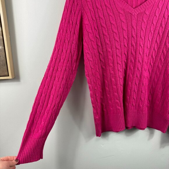 Lane Bryant Angora Rabbit Hair Cable Knit V Neck Pink Sweater Size 18/20 - Picture 5 of 11